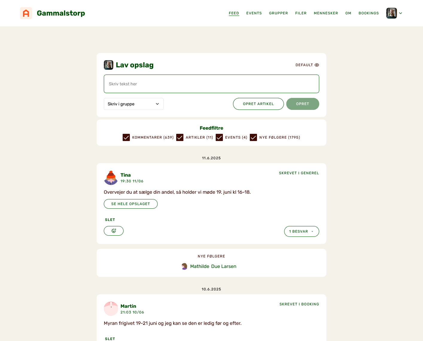 Example of changes to the project page